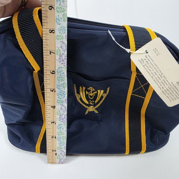 Liz Claiborne Nautical Tote Travel Bag Duffle Anchor Small Nylon Blue Yellow 90s - Picture 13 of 16